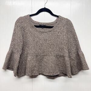 Express Merino Wool Blend Women's Pullover Knit Crop Brown Sweater Size Medium